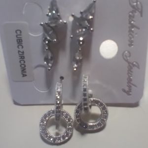 Two Pair CZ Earrings in Stainless Steel Settings! 🌟💥😲